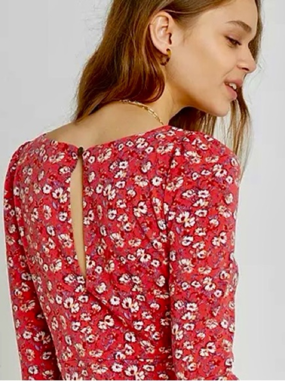 FREE PEOPLE Wildflower Lane Floral Long Sleeve Mini Dress XS - Picture 7 of 9